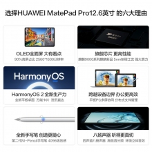 華為HUAWEI MatePad Pro 12.6英寸鴻蒙HarmonyOS系統OLED屏幕平板電腦學習8GB12GB內存 前黑后耀石灰
